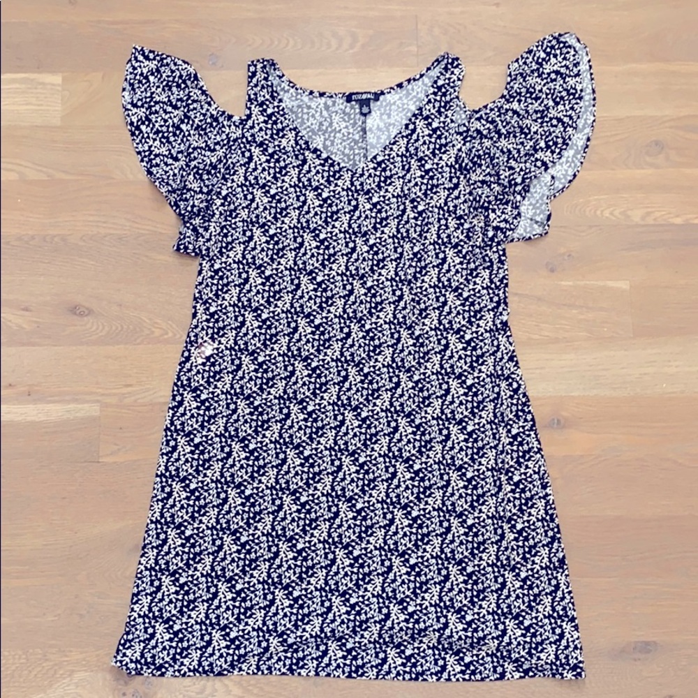 Floral Cold-Shoulder Flutter Sleeve Dress